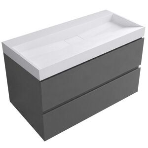 CERANO Koupelnová skříňka Carole antracitová + umyvadlo z lit. mramoru Vita bílá lesklá 100x58x46 CER-439028 obraz