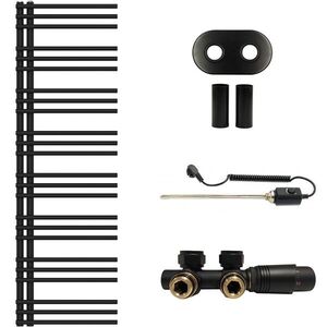 CERANO Koupelnový radiátorový set Burke kombinované vytápění, termo tyč asymetrické připojení 50 mm 600W černá matná 1600x500 mm CER-518227 obraz