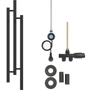 CERANO Koupelnový radiátorový set Fabiano kombinované vytápění, wifi tyč boční jednobodové připojení 300W černá matná 1200x220 mm CER-620246 obraz