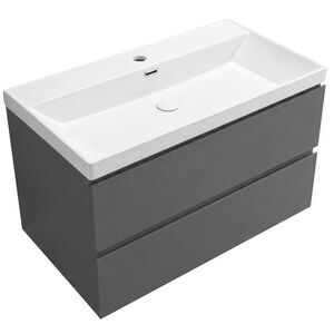 CERANO Koupelnová skříňka Carole antracitová + keramické umyvadlo Viano bílá lesklá 100, 9x53x46, 4 CER-632475 obraz
