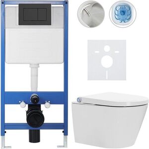 CERANO Kompletní WC set Profi/Cronus Standard bílá lesklá WC tlačítko Classic/Černá matná předstěnová instalace 59, 3x38, 4 CER-013721 obraz