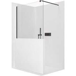 CERANO Sprchová zástěna Walk-in Onyx Half Round L/P 8 mm kulatá vzpěra černá matná, transparentní sklo 80x100 CER-681592 obraz