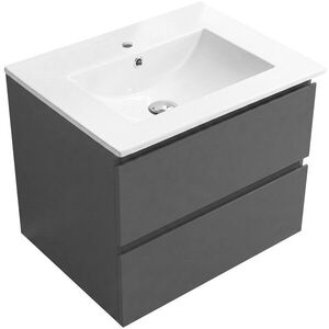 CERANO Koupelnová skříňka Carole antracitová + keramické umyvadlo Todo bílá lesklá 61x50x46, 5 CER-087746 obraz