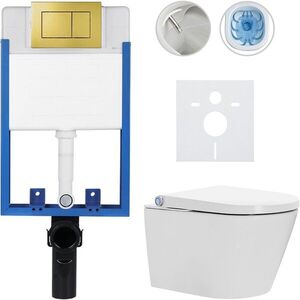 CERANO Kompletní WC set Profi/Cronus Standard bílá lesklá WC tlačítko Classic/Zlatá pro zazdění 59, 3x38, 4 CER-100608 obraz