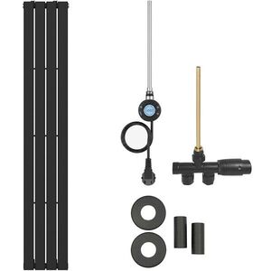 CERANO Koupelnový radiátorový set Arlen kombinované vytápění, wifi tyč boční jednobodové připojení 300W černá matná 1800x300 mm CER-106677 obraz