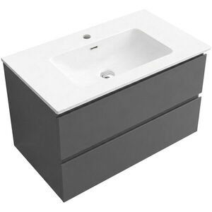 CERANO Koupelnová skříňka Carole antracitová + keramické umyvadlo Novo bílá lesklá 81x49, 5x46, 5 CER-142746 obraz