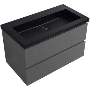 CERANO Koupelnová skříňka Carole antracitová + umyvadlo z lit. mramoru Ovo černá matná 80, 5x53x46, 5 CER-218974 obraz