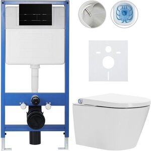 CERANO Kompletní WC set Profi/Cronus Standard bílá lesklá WC tlačítko Line/Černá lesklá předstěnová instalace 59, 3x38, 4 CER-236411 obraz