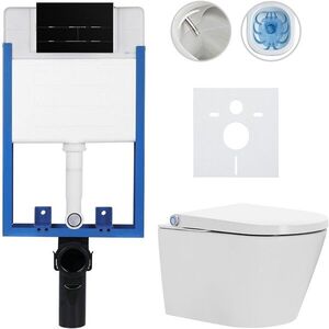 CERANO Kompletní WC set Profi/Cronus Standard bílá lesklá WC tlačítko Line/Černá lesklá pro zazdění 59, 3x38, 4 CER-256826 obraz