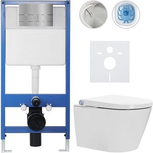 CERANO Kompletní WC set Profi/Cronus Standard bílá lesklá WC tlačítko Line/Nerez předstěnová instalace 59, 3x38, 4 CER-259512 obraz