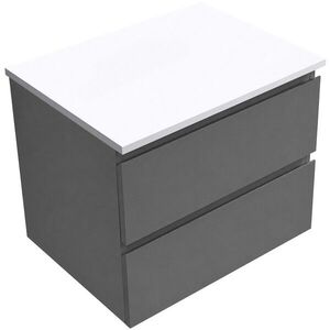 CERANO Koupelnová skříňka Carole antracitová + deska z lit. mramoru Elanys 12 mm bílá matná 60x49, 2x46 CER-266074 obraz
