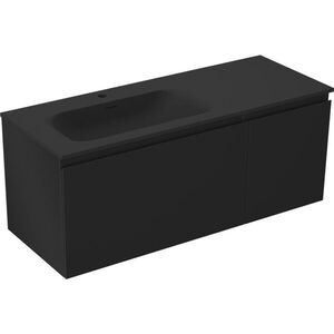 MEXEN/S Orio koupelnová skříňka 120 cm s umyvadlem Vela levá, 1S, 1D, černá mat 91A13-12047-3-BBFF71-W23L71 obraz