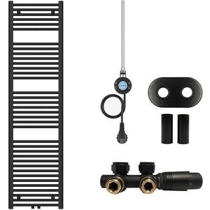 CERANO Koupelnový radiátorový set Benito kombinované vytápění, wifi tyč středové připojení 50 mm 600W černá matná 1700x450 mm CER-315956 obraz