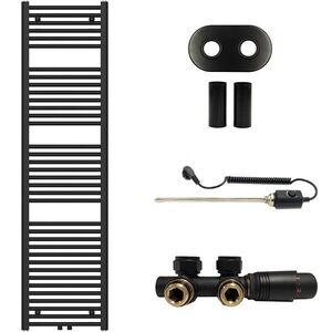 CERANO Koupelnový radiátorový set Benito kombinované vytápění, termo tyč středové připojení 50 mm 600W černá matná 1700x450 mm CER-317306 obraz