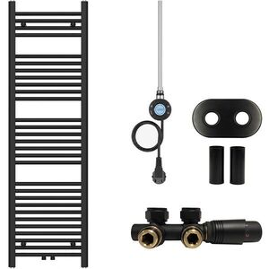 CERANO Koupelnový radiátorový set Benito kombinované vytápění, wifi tyč středové připojení 50 mm 300W černá matná 1500x450 mm CER-283449 obraz