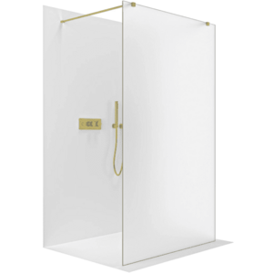 CERANO Sprchová zástěna Walk-in Onyx Duo L/P 8 mm hranatá vzpěra zlatá, mléčné sklo 60x200 CER-8050BD1877 obraz