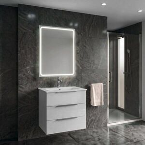 SAPHO SET koupelnová skříňka CIRASA 60cm s umyvadlem a LED zrcadlem, 3x zásuvka, bílá lesk KSET-097 obraz