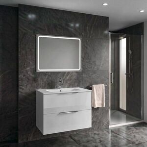 SAPHO SET koupelnová skříňka CIRASA 80cm s umyvadlem a LED zrcadlem, 2x zásuvka, bílá lesk KSET-106 obraz