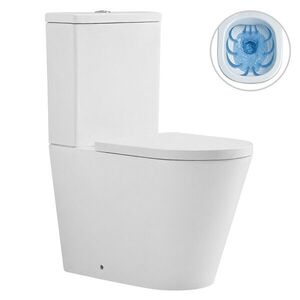 CERANO WC kombi vyvýšené Comforto, Rimless bezokrajové splachování + PP/SoftClose sedátko bílá lesklá 89, 5x39 CER-667754 obraz