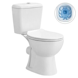CERANO WC kombi Dure, Rimless bezokrajové splachování + PP sedátko bílá lesklá 72x36, 5 CER-667760 obraz