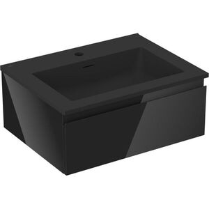 MEXEN/S Orio koupelnová skříňka 60 cm s umyvadlem Otis, 1 šuplík, černá lesk/černá mat 91A10-06023-1-BF70-W18M71 obraz