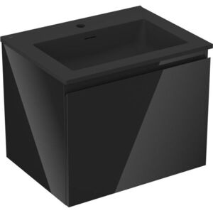 MEXEN/S Orio koupelnová skříňka 60 cm s umyvadlem Otis, 1 šuplík, černá lesk/černá mat 91A10-06047-1-BF70-W18M71 obraz