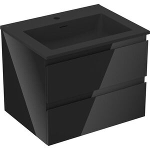 MEXEN/S Orio koupelnová skříňka 60 cm s umyvadlem Otis, 2 zásuvky, černá lesk/černá mat 91A10-06047-2-BFF70-W18M71 obraz