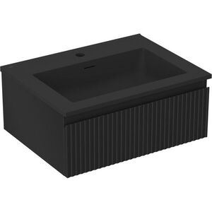 MEXEN/S Rivel koupelnová skříňka 60 cm s umyvadlem Otis, 1 šuplík, reliéf , černá mat 91A20-06023-1-BF71-W18M71 obraz