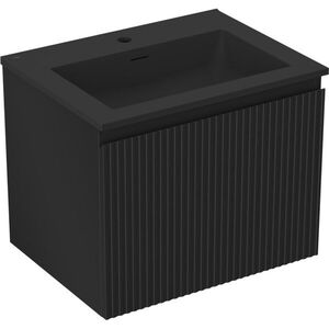 MEXEN/S Rivel koupelnová skříňka 60 cm s umyvadlem Otis, 1 šuplík, reliéf , černá mat 91A20-06047-1-BF71-W18M71 obraz