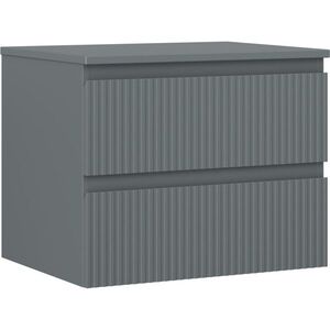 MEXEN/S Rivel koupelnová skříňka pod umyvadlo 60 cm s deskou, 2 zásuvky, reliéf , grafit mat 91A20-06047-2-BFFC66 obraz