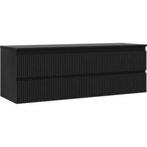 MEXEN/S Rivel koupelnová skříňka pod umyvadlo 140 cm s deskou, 2 zásuvky, reliéf , černá mat 91A20-14047-2-BFFC71 obraz