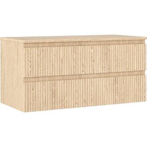 MEXEN/S Rivel koupelnová skříňka pod umyvadlo 100 cm s deskou, 2 zásuvky, reliéf , dub 91A20-10047-2-BFFC81 obraz