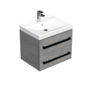 Koupelnová skříňka s černou úchytkou a umyvadlem SAT Cube Way 60x53x46 cm beton mat CUBE46C602BEVER CUBE46C602BEVER obraz