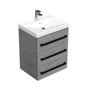 Koupelnová skříňka s černou úchytkou a umyvadlem SAT Cube Way 60x76, 5x46 cm beton mat CUBE46C603BEVER CUBE46C603BEVER obraz