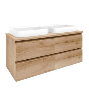 Koupelnová skříňka s umyvadlem a krycí deskou SAT B-Way 119x50x45 cm dub medový mat BWAY2120OAKDESKU BWAY2120OAKDESKU obraz