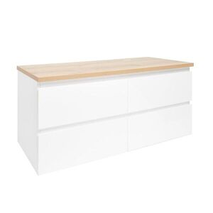 Koupelnová skříňka s krycí deskou SAT B-Way 119x50x45 cm bílá lesk BWAY2120WDOAK BWAY2120WDOAK obraz
