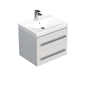 Koupelnová skříňka s umyvadlem SAT Cube Way 60x53x46 cm bílá lesk CUBE46602BIVER CUBE46602BIVER obraz