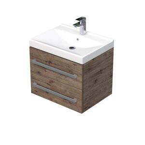 Koupelnová skříňka s umyvadlem SAT Cube Way 60x53x46 cm dub Wellington mat CUBE46602DWVER CUBE46602DWVER obraz