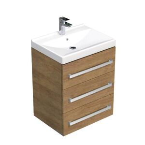 Koupelnová skříňka s umyvadlem SAT Cube Way 60x76, 5x46 cm dub Hickory CUBE46603DHVER CUBE46603DHVER obraz