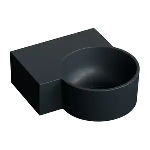 OMNIRES OVO M+ umyvadlo na desku/závěsné levé, 33 x 34 cm, black lava mat; OVO335UWLBLV obraz
