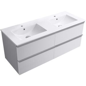 CERANO Koupelnová skříňka Velora bílá matná, úchytka chrom + keramické umyvadlo Todo bílá lesklá 121x55x46, 5 CER-664864 obraz