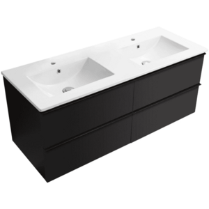 CERANO Koupelnová skříňka Velora černá matná, úchytka černá + keramické umyvadlo Todo bílá lesklá 121x55x46, 5 CER-664894 obraz