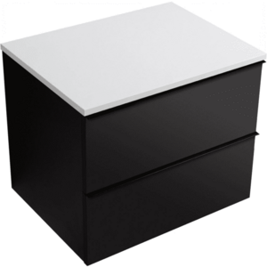 CERANO Koupelnová skříňka Velora černá matná, úchytka černá + deska z lit. mramoru Elanys 12 mm bílá matná 60x54, 2x46, 5 CER-679428 obraz
