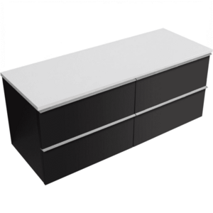 CERANO Koupelnová skříňka Velora černá matná, úchytka chrom + deska z lit. mramoru Elanys 12 mm bílá matná 120x54, 2x46, 5 CER-679432 obraz