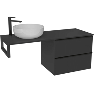 CERANO Koupelnová skříňka Velora černá matná, úchytka černá + deska pod umyvadlo Navira Slim 18 mm + konzole černá 120x54, 8x46, 5 CER-668012 obraz
