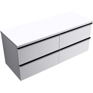 CERANO Koupelnová skříňka Velora bílá matná, úchytka černá + deska pod umyvadlo Navira Pro 36 mm 120x56, 6x46, 5 CER-668528 obraz
