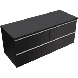 CERANO Koupelnová skříňka Velora černá matná, úchytka chrom + deska pod umyvadlo Navira Pro 36 mm 120x56, 6x46, 5 CER-668579 obraz