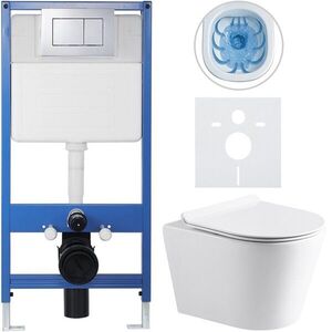 CERANO Kompletní WC set Profi/Carlito bílá lesklá WC tlačítko Classic/Chrom předstěnová instalace 48, 5x36, 5 CER-8050BD71 obraz
