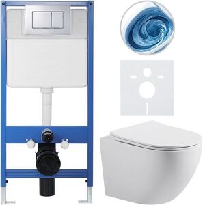 CERANO Kompletní WC set Profi/Cesso bílá matná WC tlačítko Classic/Chrom předstěnová instalace 49x36 CER-8050BD95 obraz