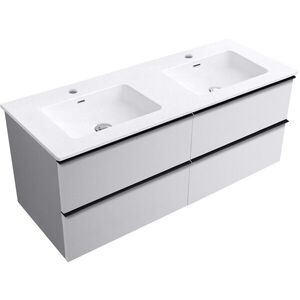 CERANO Koupelnová skříňka Velora bílá matná, úchytka černá + keramické umyvadlo Novo bílá lesklá 121x54, 5x46, 5 CER-979873 obraz